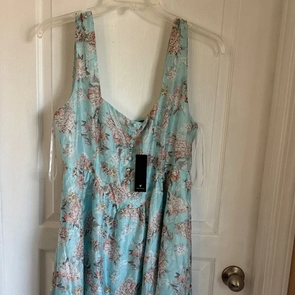 Lulu’s Floral Blue Midi Dress Sz XL - Picture 8 of 10